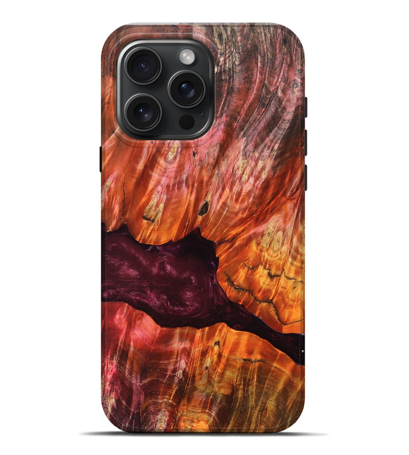 iPhone 16 Pro Max Wood Live Edge Phone Case - Verna (Red, 823045)