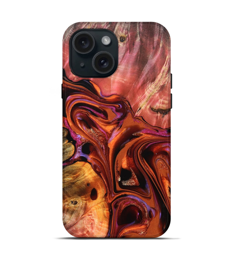 iPhone 15 Wood Live Edge Phone Case - Alana (Red, 823047)
