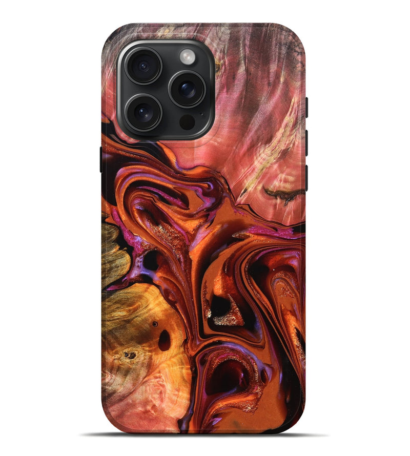 iPhone 16 Pro Max Wood Live Edge Phone Case - Alana (Red, 823047)