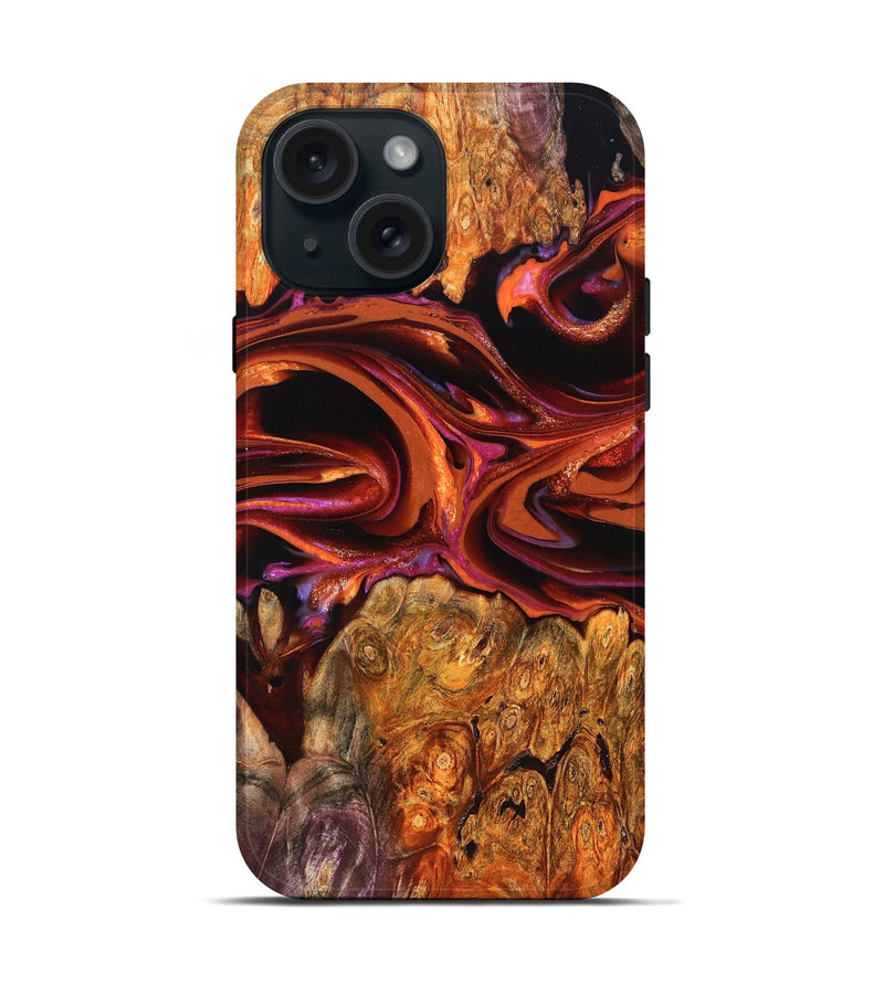 iPhone 15 Wood Live Edge Phone Case - Deirdre (Red, 823049)