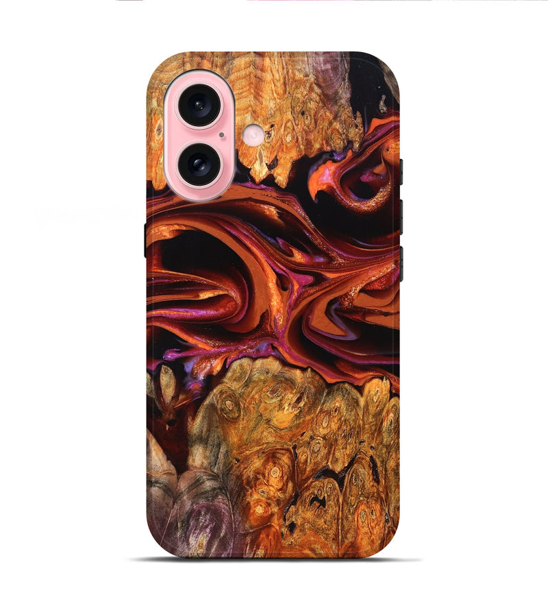 iPhone 16 Wood Live Edge Phone Case - Deirdre (Red, 823049)