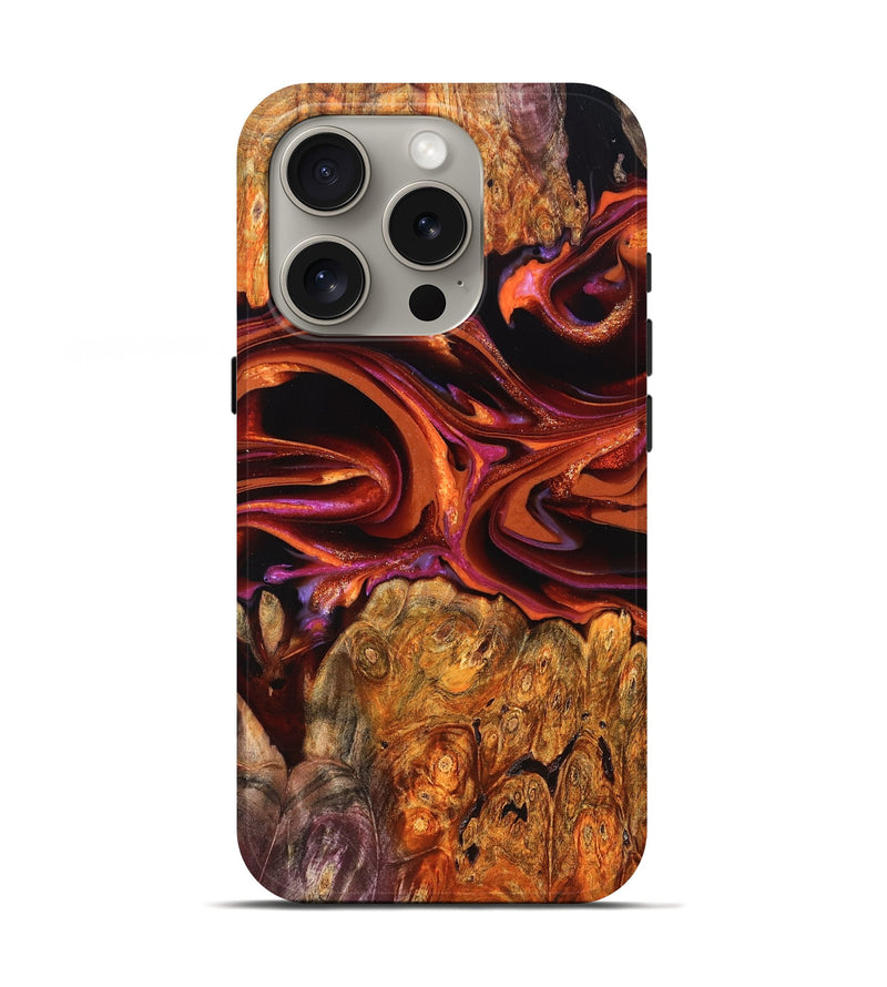iPhone 16 Pro Wood Live Edge Phone Case - Deirdre (Red, 823049)