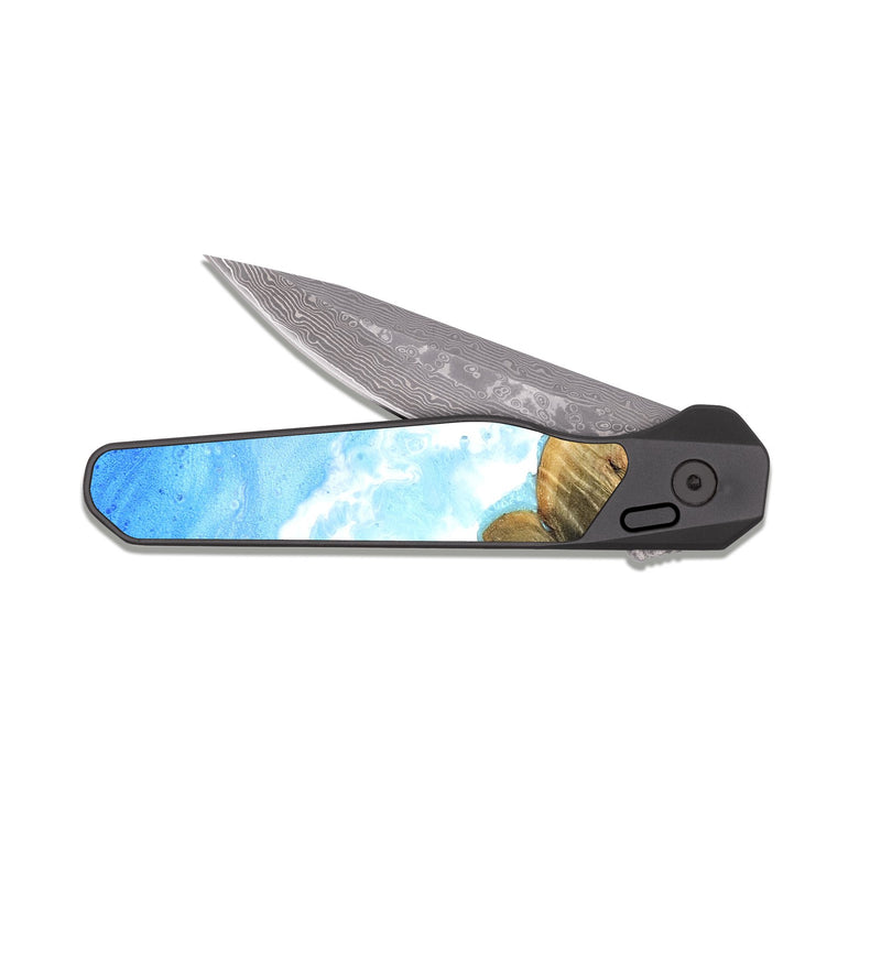EDC Dark Damascus Wood Pocket Knife - Frances (Coastal, 823050)