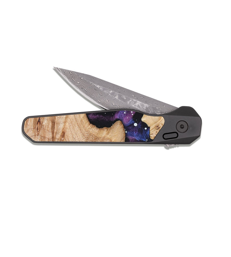 EDC Dark Damascus Wood Pocket Knife - Alec (Cosmos, 823070)