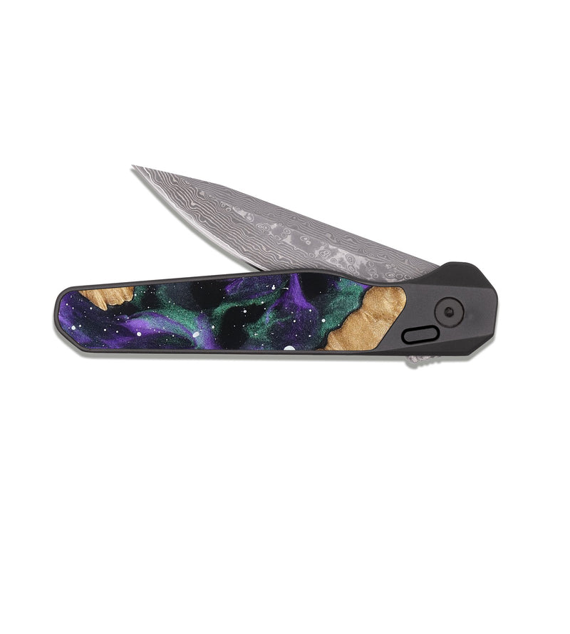 EDC Dark Damascus Wood Pocket Knife - Eldred (Cosmos, 823077)