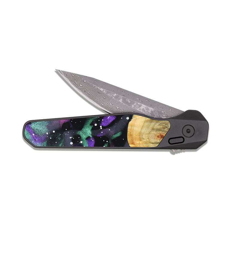 EDC Dark Damascus Wood Pocket Knife - Shea (Cosmos, 823080)