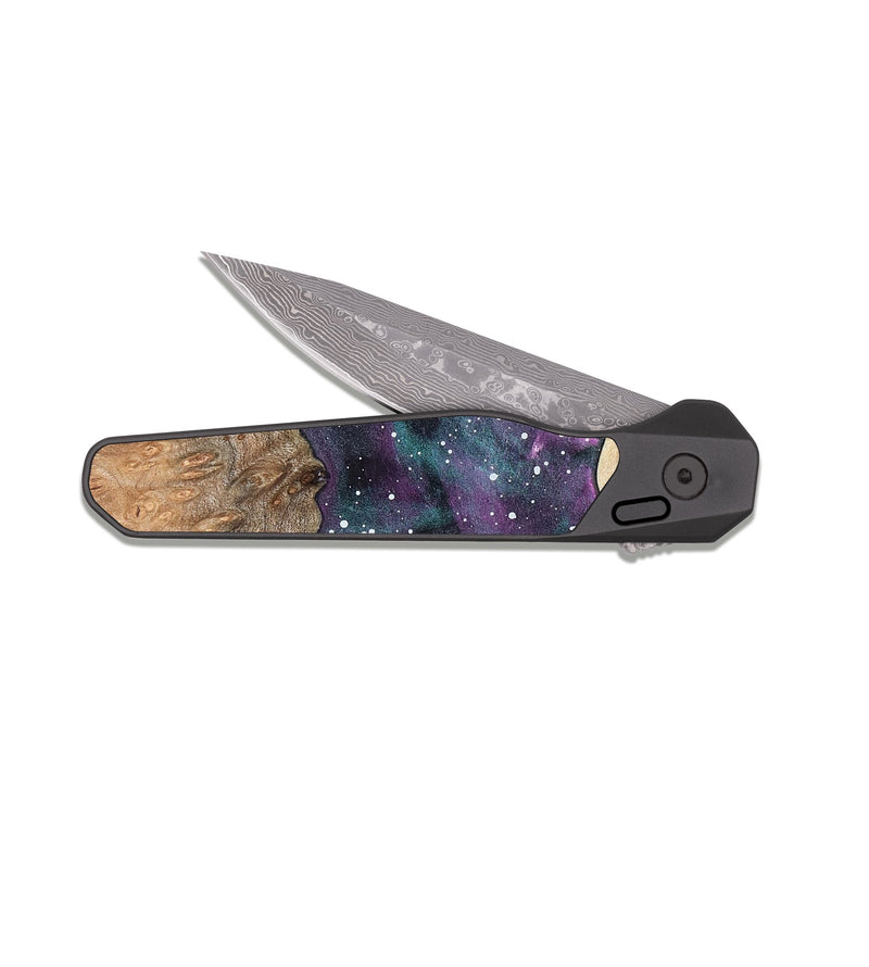 EDC Dark Damascus Wood Pocket Knife - Phil (Cosmos, 823081)