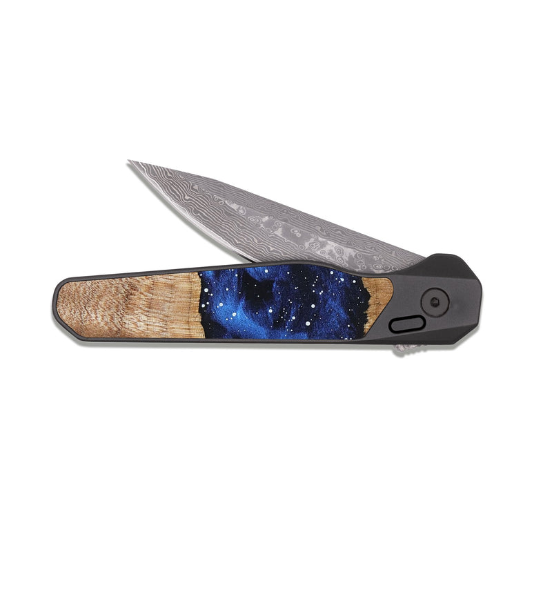 EDC Dark Damascus Wood Pocket Knife - Lisbeth (Cosmos, 823093)