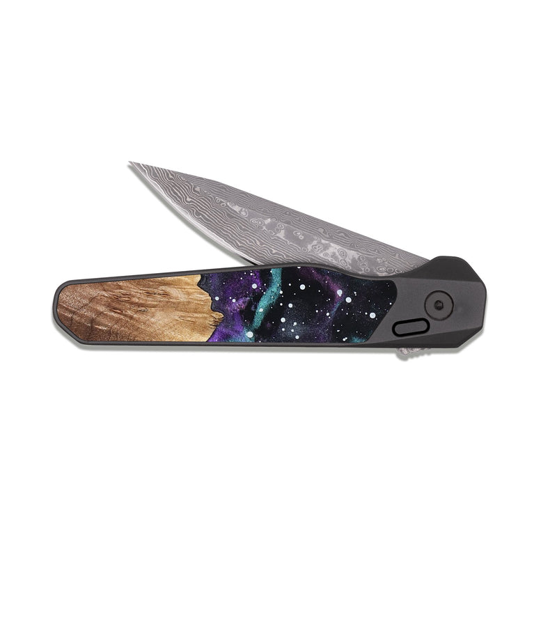 EDC Dark Damascus Wood Pocket Knife - Rio (Cosmos, 823107)