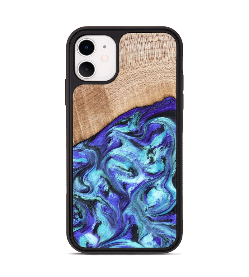 iPhone 11 Wood Phone Case - Latrice (Blue, 823110)