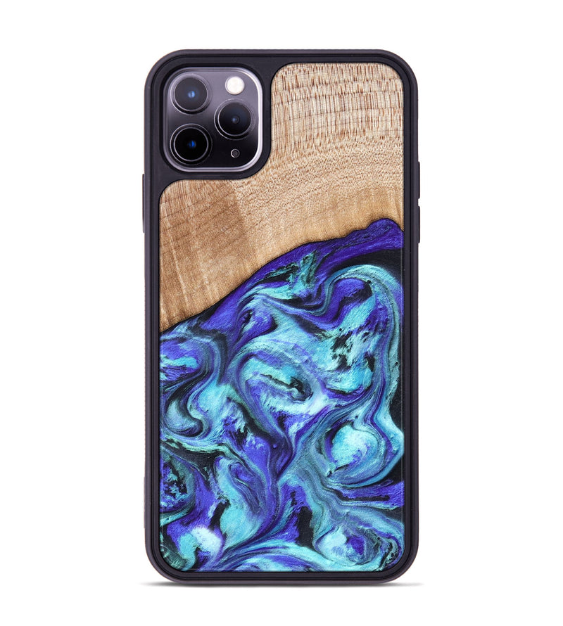 iPhone 11 Pro Max Wood Phone Case - Latrice (Blue, 823110)