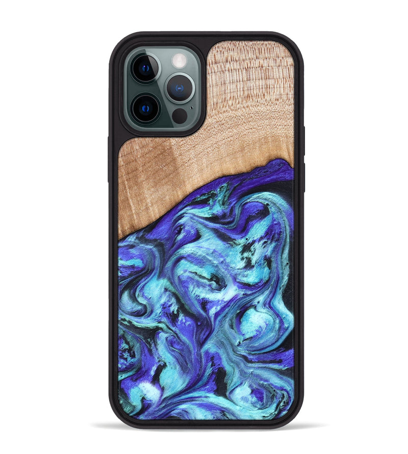iPhone 12 Pro Max Wood Phone Case - Latrice (Blue, 823110)