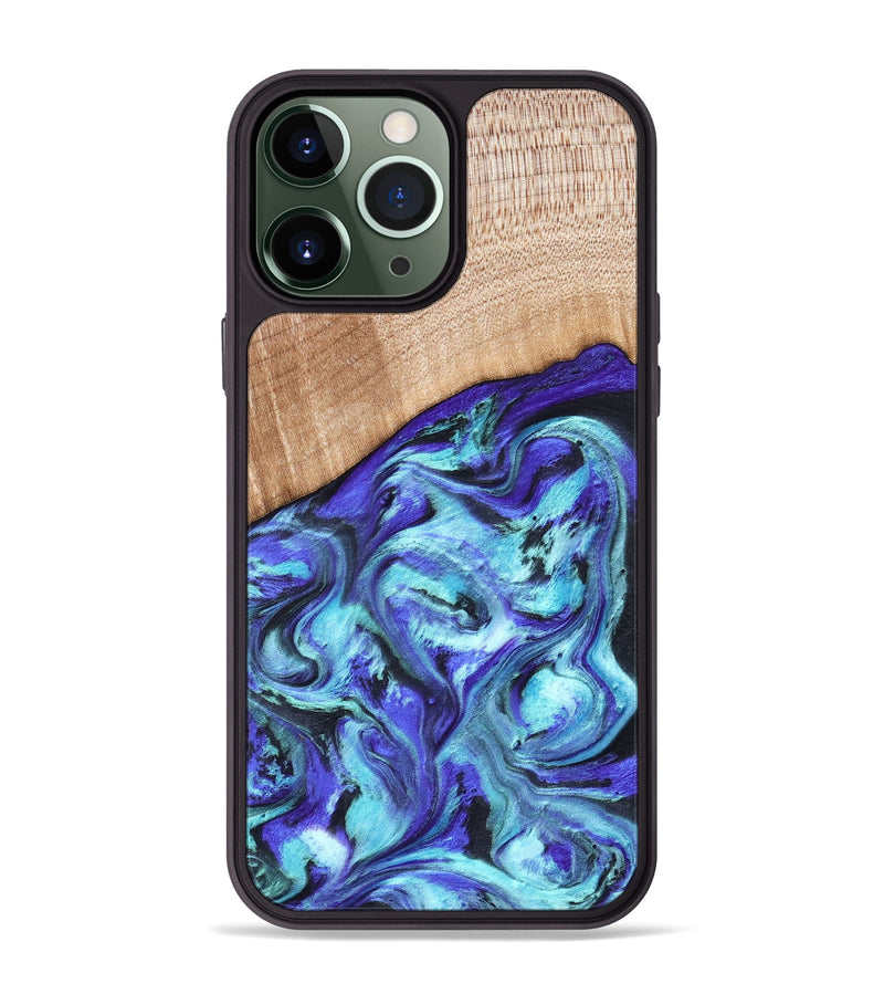 iPhone 13 Pro Max Wood Phone Case - Latrice (Blue, 823110)