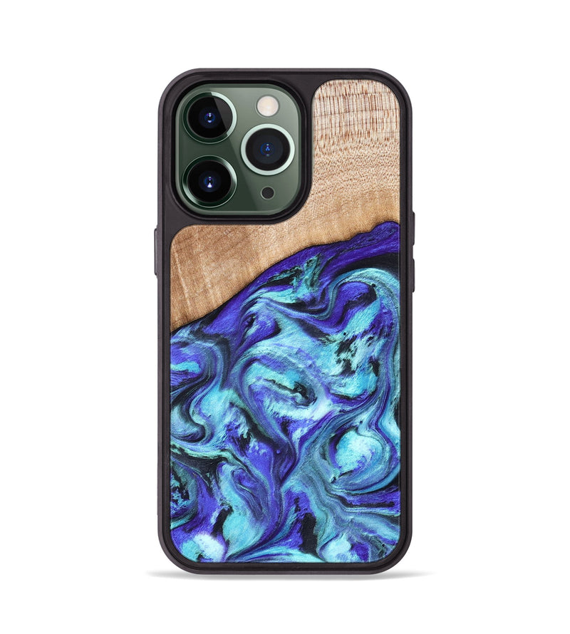 iPhone 13 Pro Wood Phone Case - Latrice (Blue, 823110)