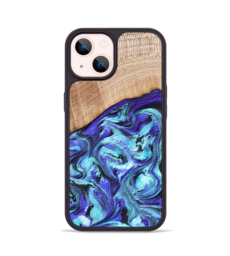 iPhone 14 Wood Phone Case - Latrice (Blue, 823110)