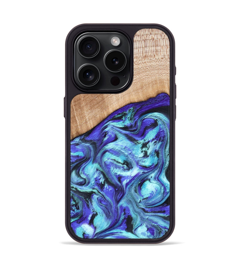 iPhone 15 Pro Wood Phone Case - Latrice (Blue, 823110)