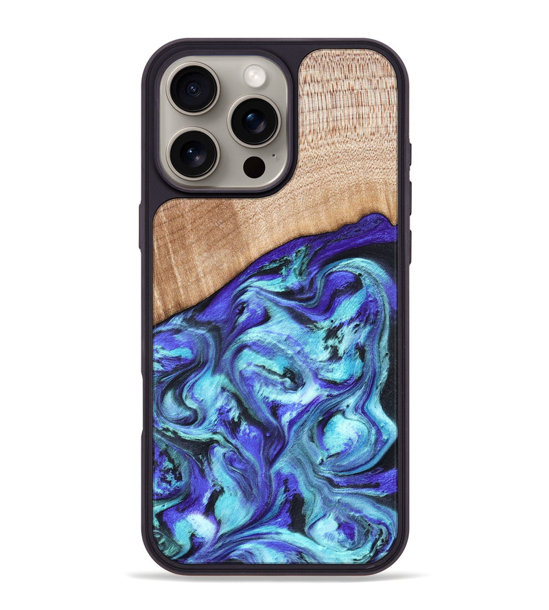 iPhone 16 Pro Max Wood Phone Case - Latrice (Blue, 823110)