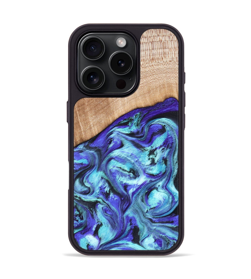 iPhone 16 Pro Wood Phone Case - Latrice (Blue, 823110)