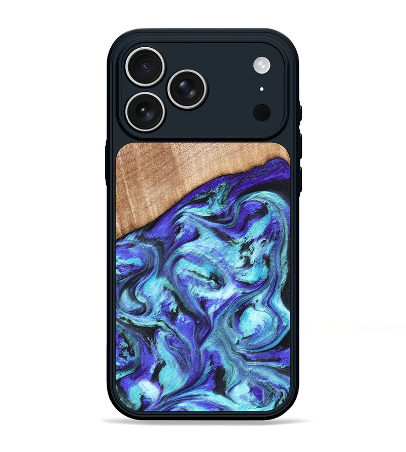 iPhone 17 Pro Max Wood Phone Case - Latrice (Blue, 823110)