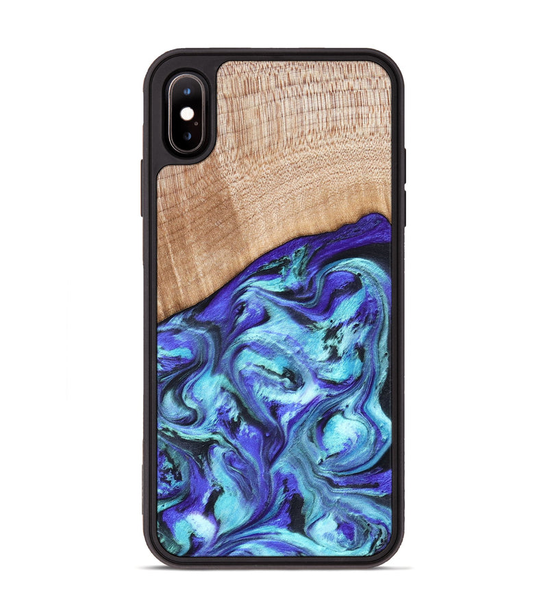 iPhone Xs Max Wood Phone Case - Latrice (Blue, 823110)