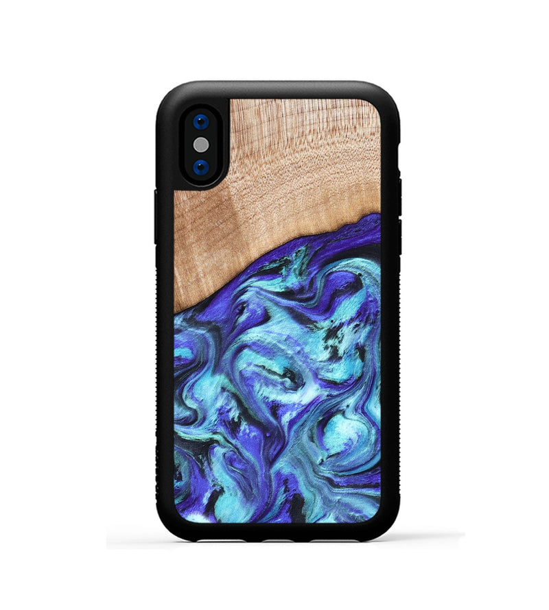 iPhone Xs Wood Phone Case - Latrice (Blue, 823110)