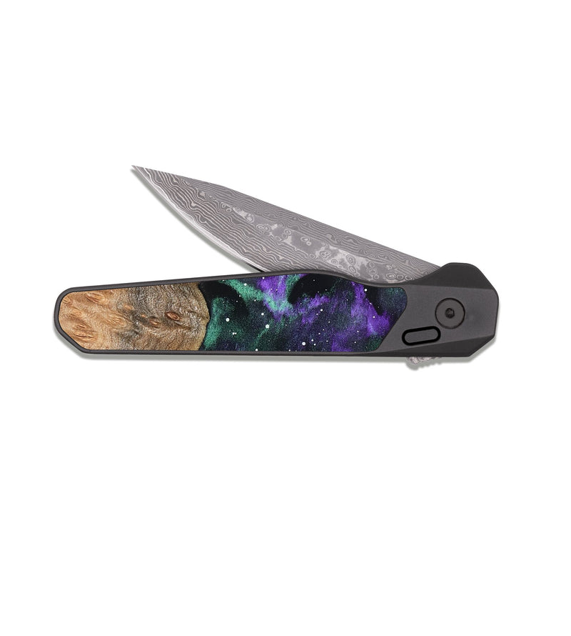 EDC Dark Damascus Wood Pocket Knife - Jaylynn (Cosmos, 823117)