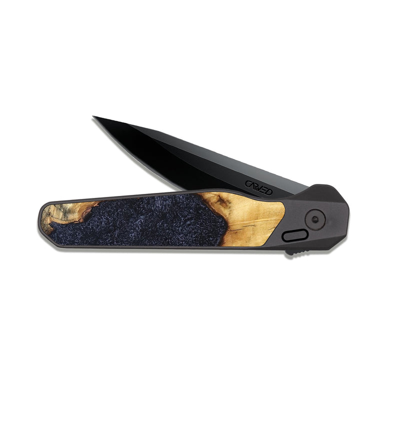 EDC Dark Slate Wood Pocket Knife - Ruthie (Wood Burl, 823136)