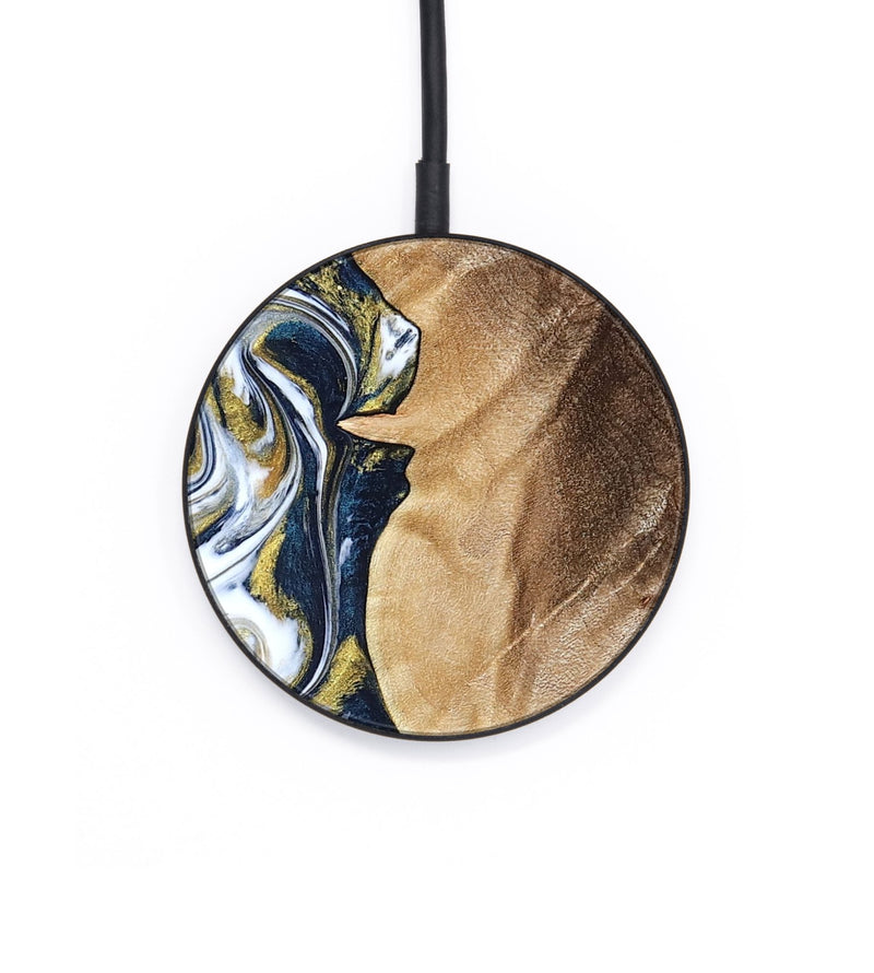 Circle Wood Wireless Charger - Andres (Teal & Gold, 823139)