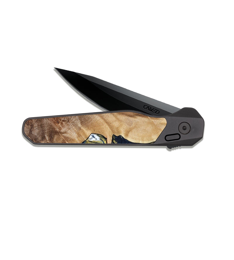EDC Dark Slate Wood Pocket Knife - Andres (Teal & Gold, 823139)