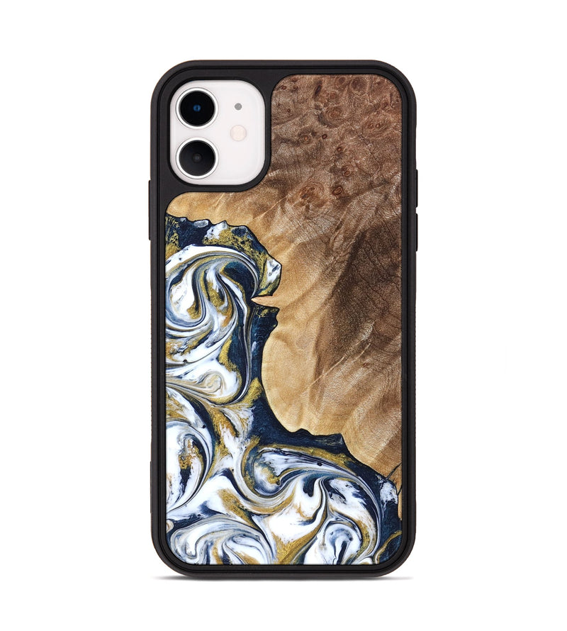 iPhone 11 Wood Phone Case - Andres (Teal & Gold, 823139)