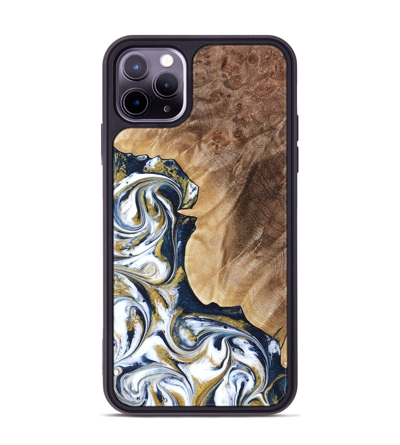 iPhone 11 Pro Max Wood Phone Case - Andres (Teal & Gold, 823139)