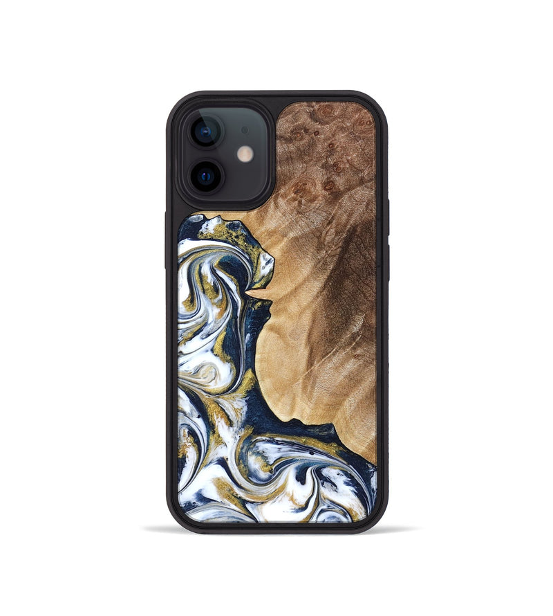 iPhone 12 mini Wood Phone Case - Andres (Teal & Gold, 823139)