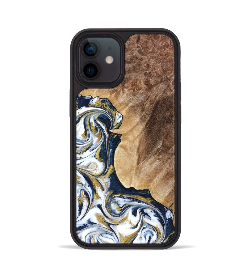 iPhone 12 Wood Phone Case - Andres (Teal & Gold, 823139)