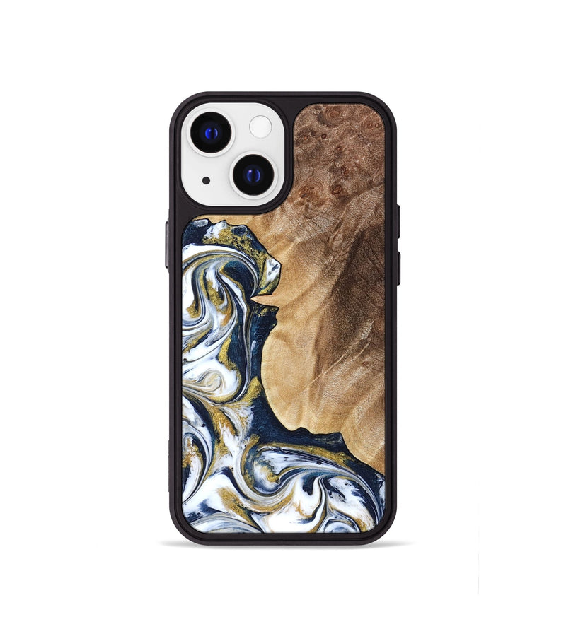 iPhone 13 mini Wood Phone Case - Andres (Teal & Gold, 823139)