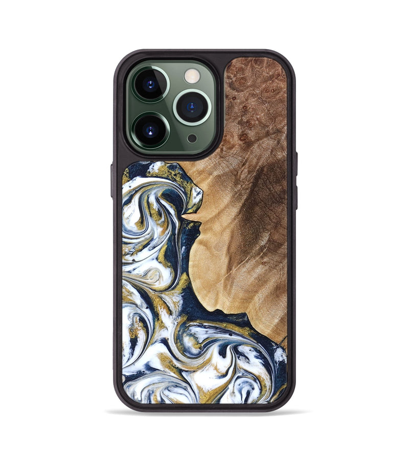 iPhone 13 Pro Wood Phone Case - Andres (Teal & Gold, 823139)