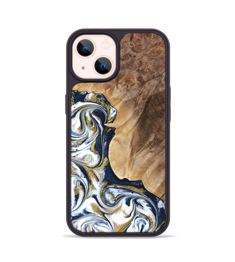 iPhone 14 Wood Phone Case - Andres (Teal & Gold, 823139)
