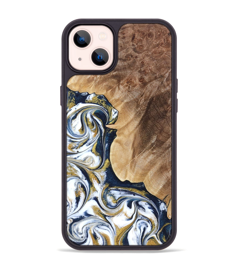 iPhone 14 Plus Wood Phone Case - Andres (Teal & Gold, 823139)