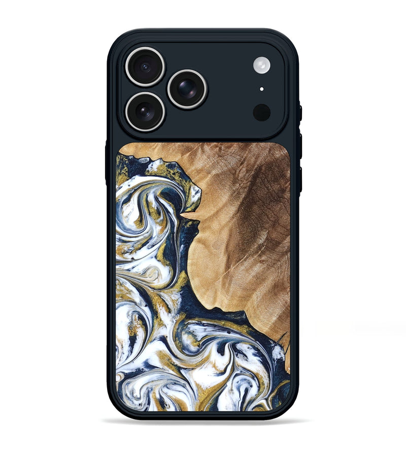 iPhone 17 Pro Max Wood Phone Case - Andres (Teal & Gold, 823139)