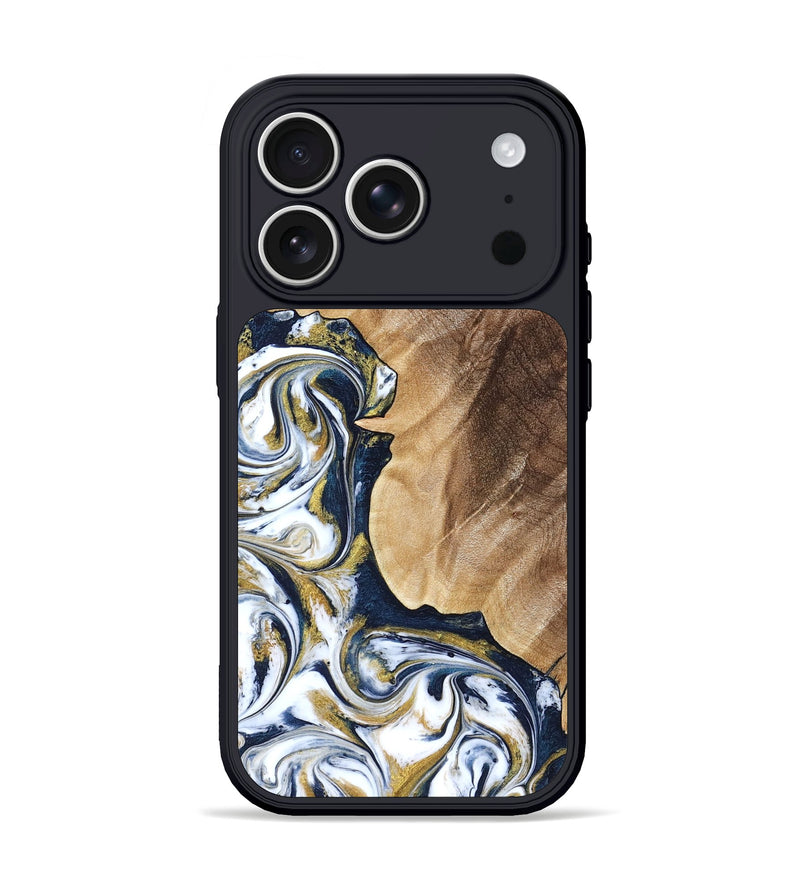 iPhone 17 Pro Wood Phone Case - Andres (Teal & Gold, 823139)