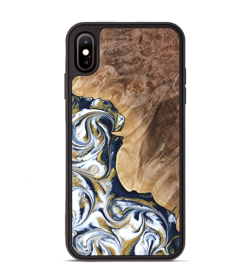 iPhone Xs Max Wood Phone Case - Andres (Teal & Gold, 823139)