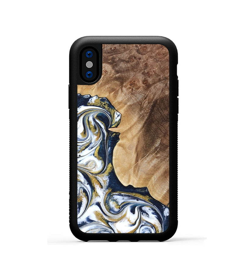 iPhone Xs Wood Phone Case - Andres (Teal & Gold, 823139)