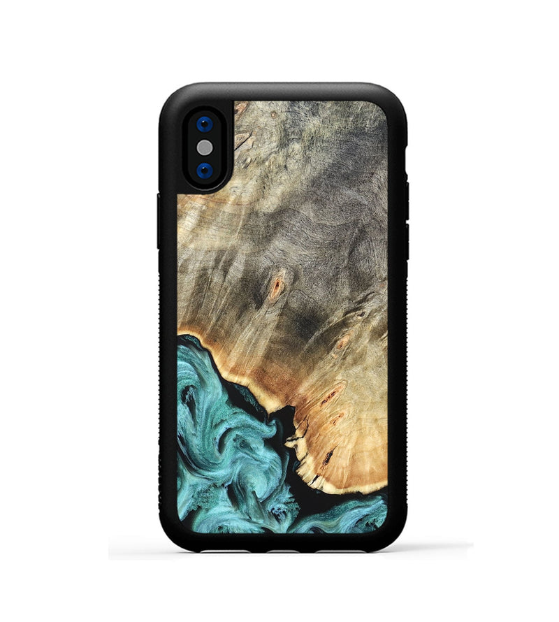 iPhone Xs Wood Phone Case - Briana (Green, 823148)