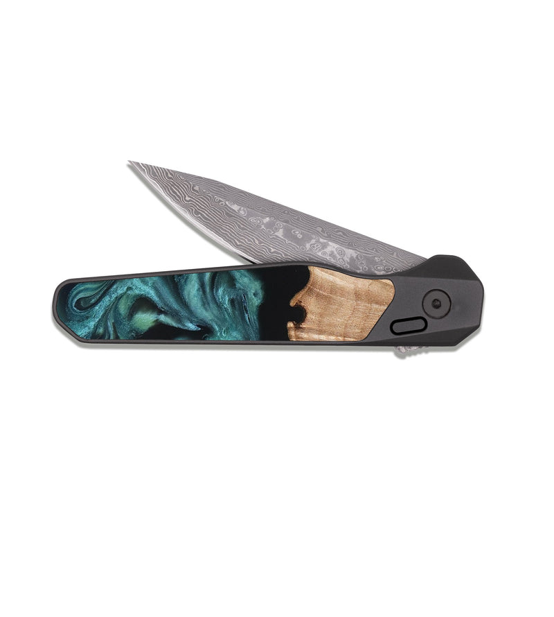 EDC Dark Damascus Wood Pocket Knife - Jayda (Green, 823150)