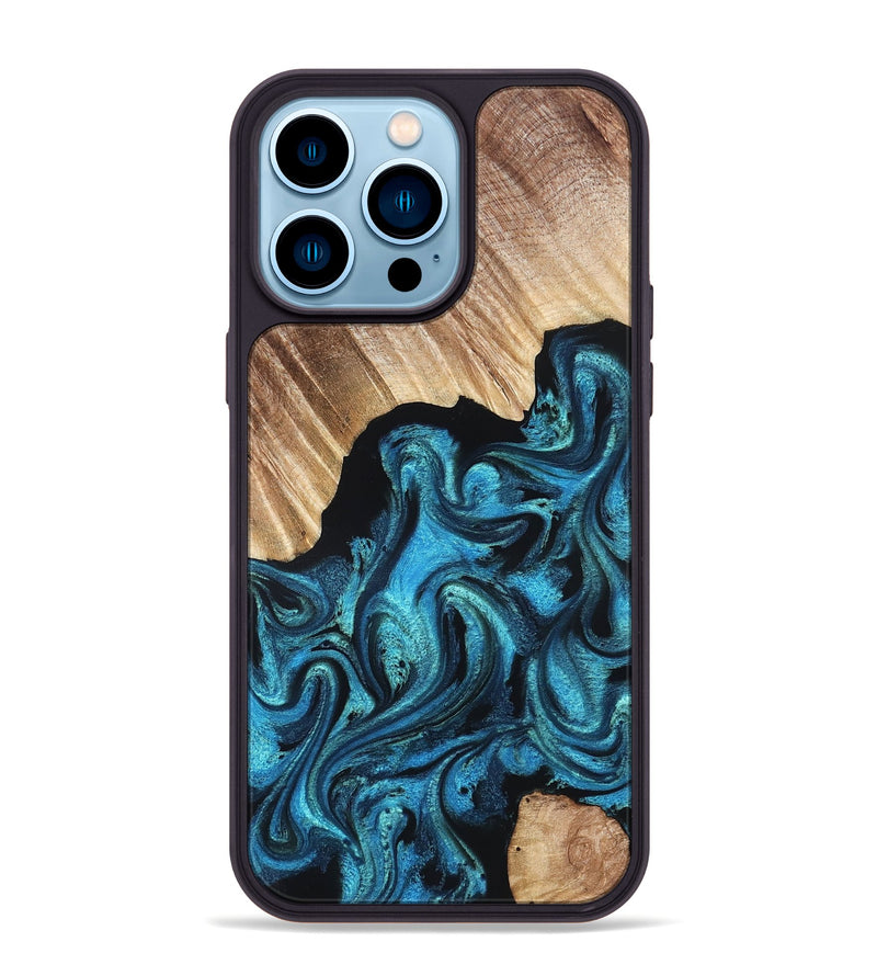 iPhone 14 Pro Max Wood Phone Case - Raya (Blue, 823152)