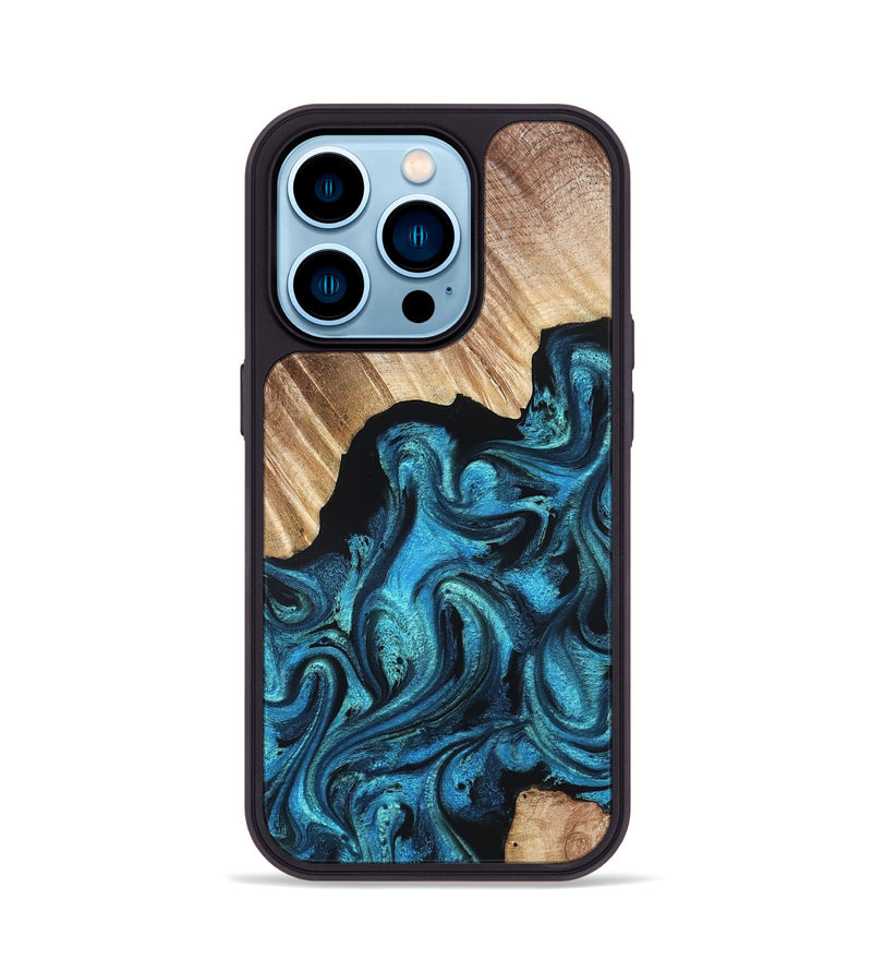 iPhone 14 Pro Wood Phone Case - Raya (Blue, 823152)