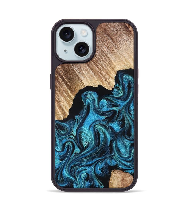 iPhone 15 Wood Phone Case - Raya (Blue, 823152)