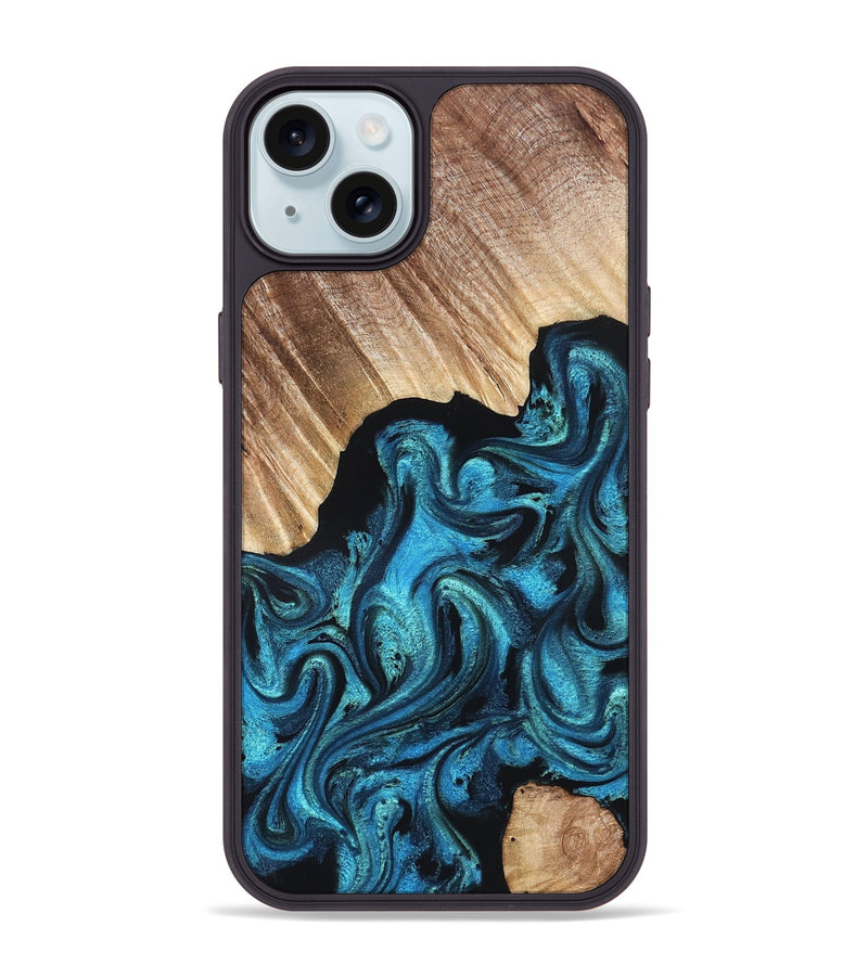 iPhone 15 Plus Wood Phone Case - Raya (Blue, 823152)