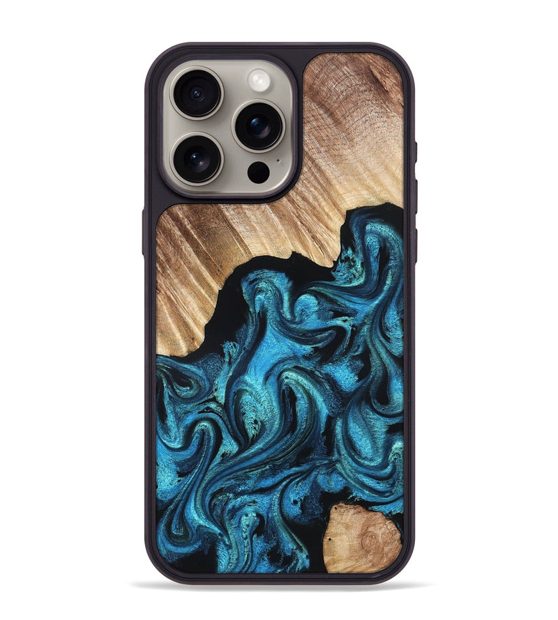 iPhone 15 Pro Max Wood Phone Case - Raya (Blue, 823152)
