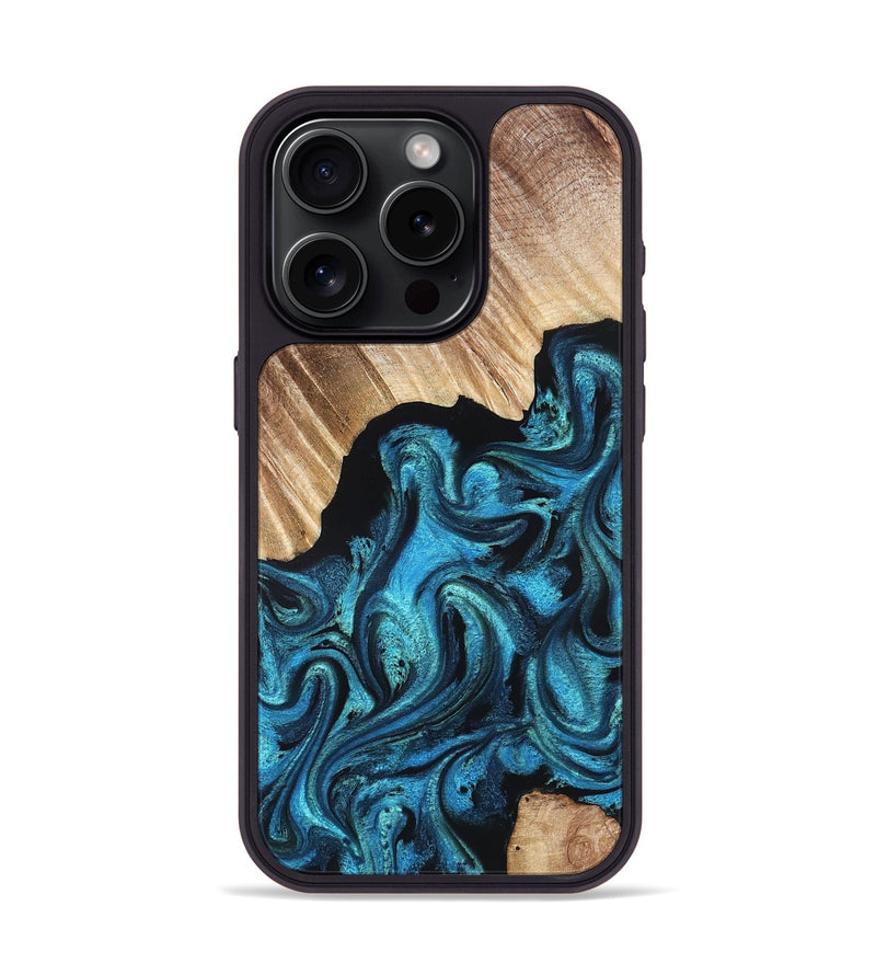 iPhone 15 Pro Wood Phone Case - Raya (Blue, 823152)