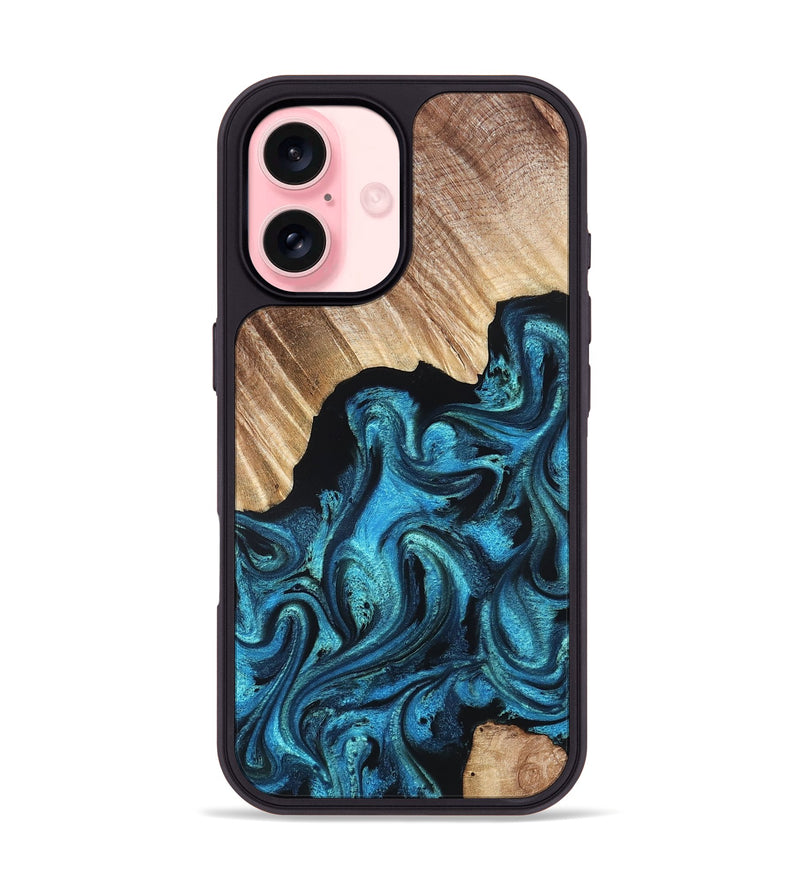 iPhone 16 Wood Phone Case - Raya (Blue, 823152)